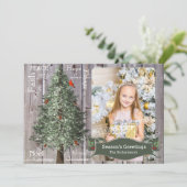 松の木と(鳥)ショウジョウコウカンチョウ素朴の写真 シーズンカード (スタンド正面)