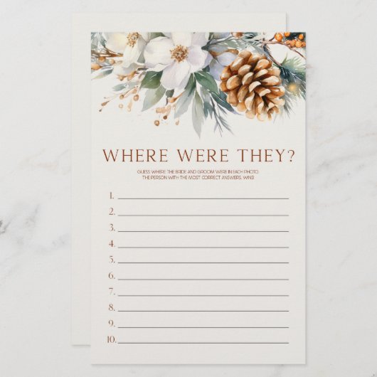 松の木どこにいた？ブライダルシャワーゲーム 便箋 (正面/裏面)