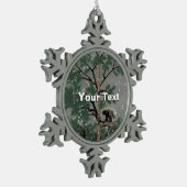 松の木に山嵐 スノーフレークピューターオーナメント (左)