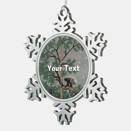 松の木に山嵐 スノーフレークピューターオーナメント (右)