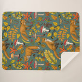 松の木に秋の狐 シェルパブランケット (正面(横))