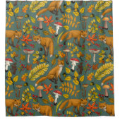 松の木に秋の狐 シャワーカーテン (正面)