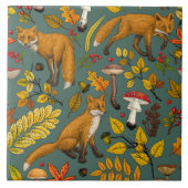 松の木に秋の狐 タイル (正面)