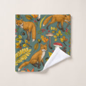 松の木に秋の狐 バスタオルセット (ウォッシュタオル)