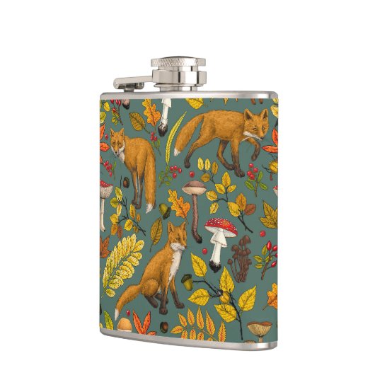 松の木に秋の狐 フラスク (左)