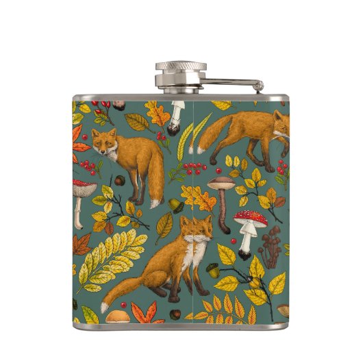 松の木に秋の狐 フラスク (裏面)