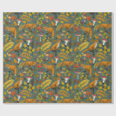 松の木に秋の狐 ラッピングペーパー (フラット)