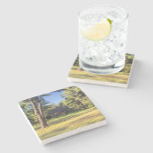 松の木のある家 ストーンコースター (横)