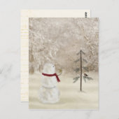 松の木のための星を持つクリスマス雪だるま ポストカード (正面/裏面)
