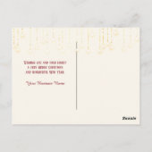 松の木のための星を持つクリスマス雪だるま ポストカード (裏面)