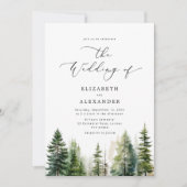 松の木のエレガントミニマ結婚リスト 招待状 (正面)