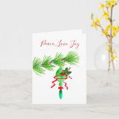 松の木のクリスマスカードのクリスマスオーナメント カード (黄色い花)