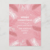 松の木のクリスマスピンク葉のクリス ポストカード (正面)