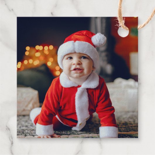 松の木のクリスマスフォト フェイバータグ (裏面)