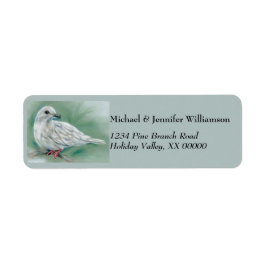 松の木のクリスマスホワイト鳩 ラベル