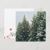 松の木のクリスマスモノグラム フェルト エクリュ ノートカード (正面/裏面)