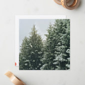 松の木のクリスマスモノグラム フェルト エクリュ ノートカード (正面/裏面インサイチュ)