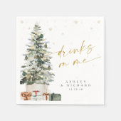 松の木のクリスマス結婚のナプキン スタンダードカクテルナプキン (正面)