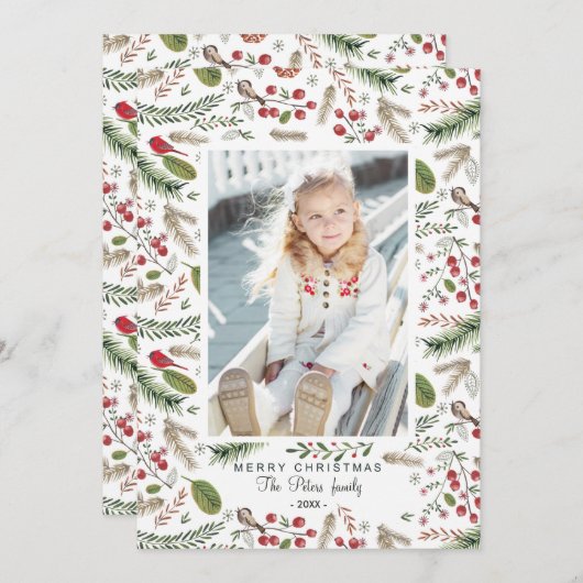 松の木のクリスマス |ホリデーフォトカード シーズンカード (正面/裏面)