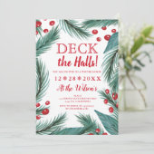 松の木のクリスマス ミストルート 水彩画 デッキ・ザ・ホールズ 招待状 (スタンド正面)