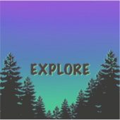 松の木のシルエット – アウトドアを探索素晴らし シール (正面)