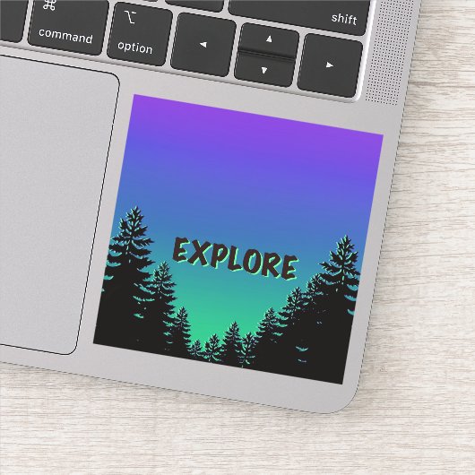 松の木のシルエット – アウトドアを探索素晴らし シール (詳細)