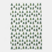 松の木のパターンのクリスマスグリーンウォーター色 キッチンタオル (縦)
