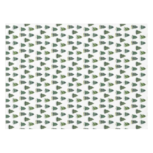 松の木のパターンのクリスマスグリーンウォーター色 テーブルクロス (正面(横))