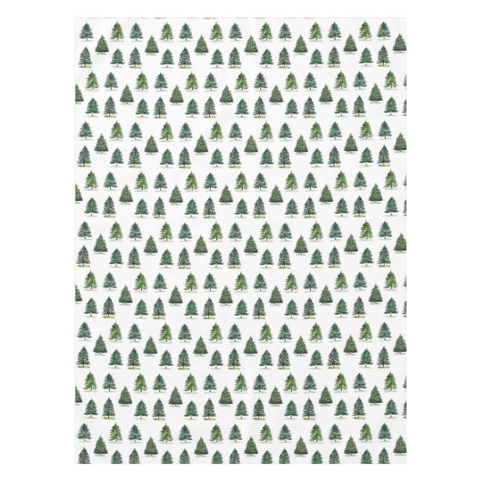 松の木のパターンのクリスマスグリーンウォーター色 テーブルクロス (正面)