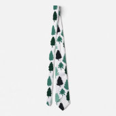 松の木のパターン緑 ネクタイ (裏面)