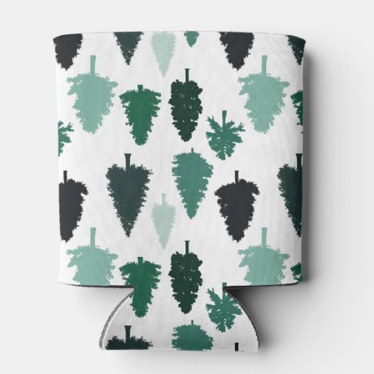 松の木のパターン緑 缶クーラー (裏面)