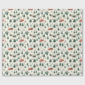 松の木のパターン：スキーヤーと雪村 ラッピングペーパー (フラット)