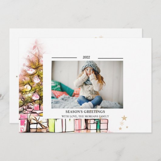 松の木のプレゼントフォトシーズンの挨拶 (正面/裏面)