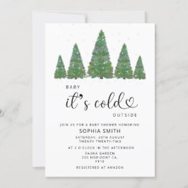 松の木のベビー赤ちゃんシャワー外が寒い 招待状