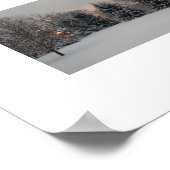 松の木のポスター付き雪の冬の夕日 ポスター (角)