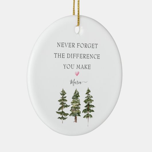 松の木のメッセージ忘れパーソナライズされたあり セラミックオーナメント (右)