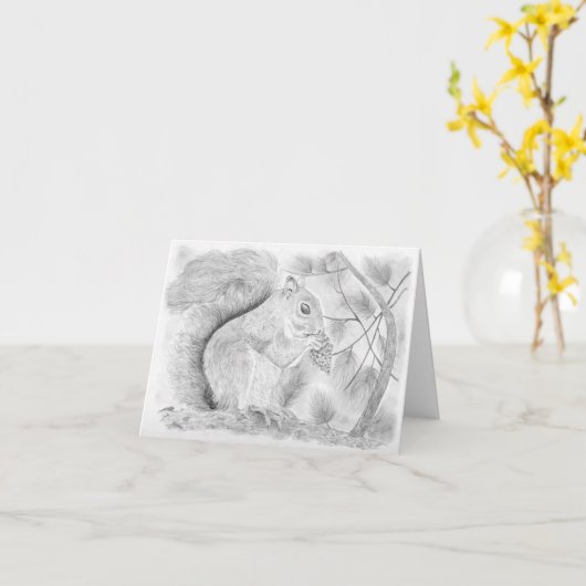 松の木のリス カード (黄色い花)