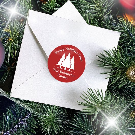 松の木の三つ素朴の挨拶 ラウンドシール