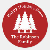 松の木の三つ素朴の挨拶 ラウンドシール (正面)