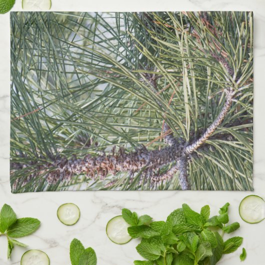 松の木の上のピネコン キッチンタオル (折り畳み)