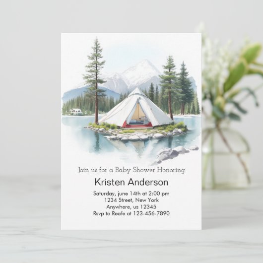 松の木の下で冒険が赤ん坊のシャワーを待つ 招待状 (スタンド正面)