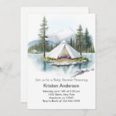 松の木の下で冒険が赤ん坊のシャワーを待つ 招待状 (正面/裏面)