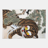 松の木の下の虎とカチョンゲの民画 キッチンタオル (横)