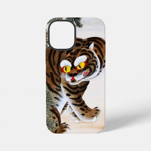 松の木の下の虎とカチョンゲの民画 iPhoneケース (裏面)