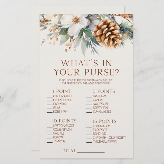 松の木の何が財布のブライダルシャワーゲーム 便箋 (正面/裏面)