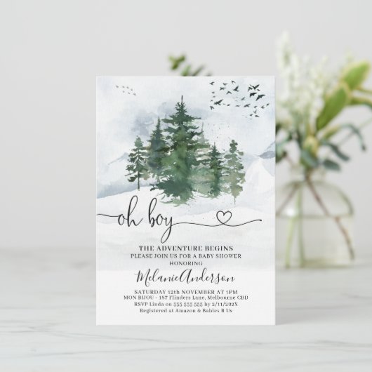 松の木の冒険が赤ちゃんシャワーを開始 招待状 (スタンド正面)