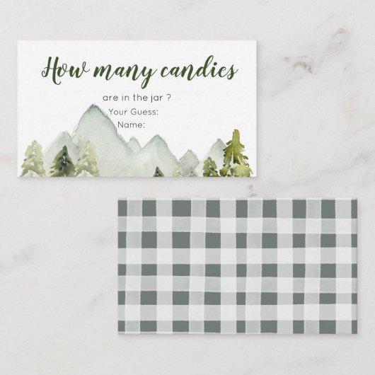 松の木の冒険ベビーシャワーキャンディーの数 エンクロージャーカード (正面/裏面)