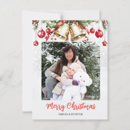 松の木の写真フレームクリスマスホリデーカード ポストカード