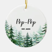 松の木の初めてのクリスマスを祖父母として セラミックオーナメント (正面)