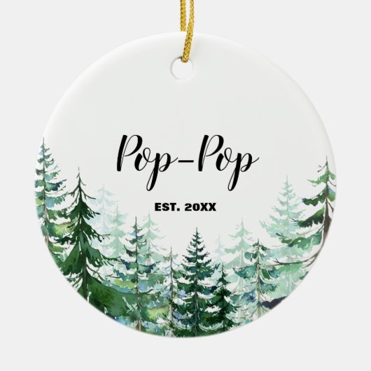 松の木の初めてのクリスマスを祖父母として セラミックオーナメント (正面)